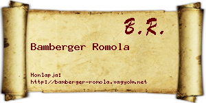 Bamberger Romola névjegykártya